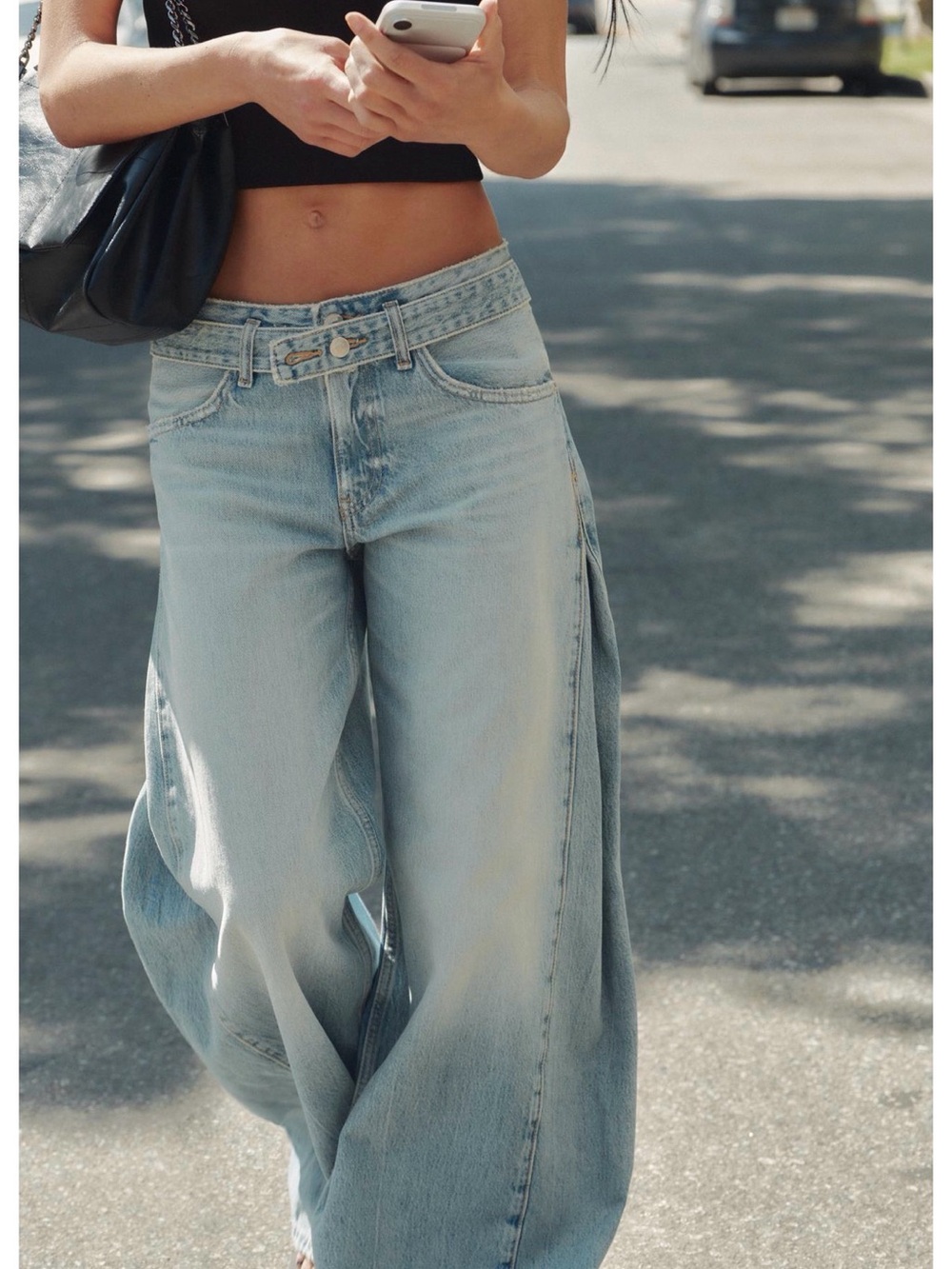 Zara Wide-Leg Denim Belt Jeans